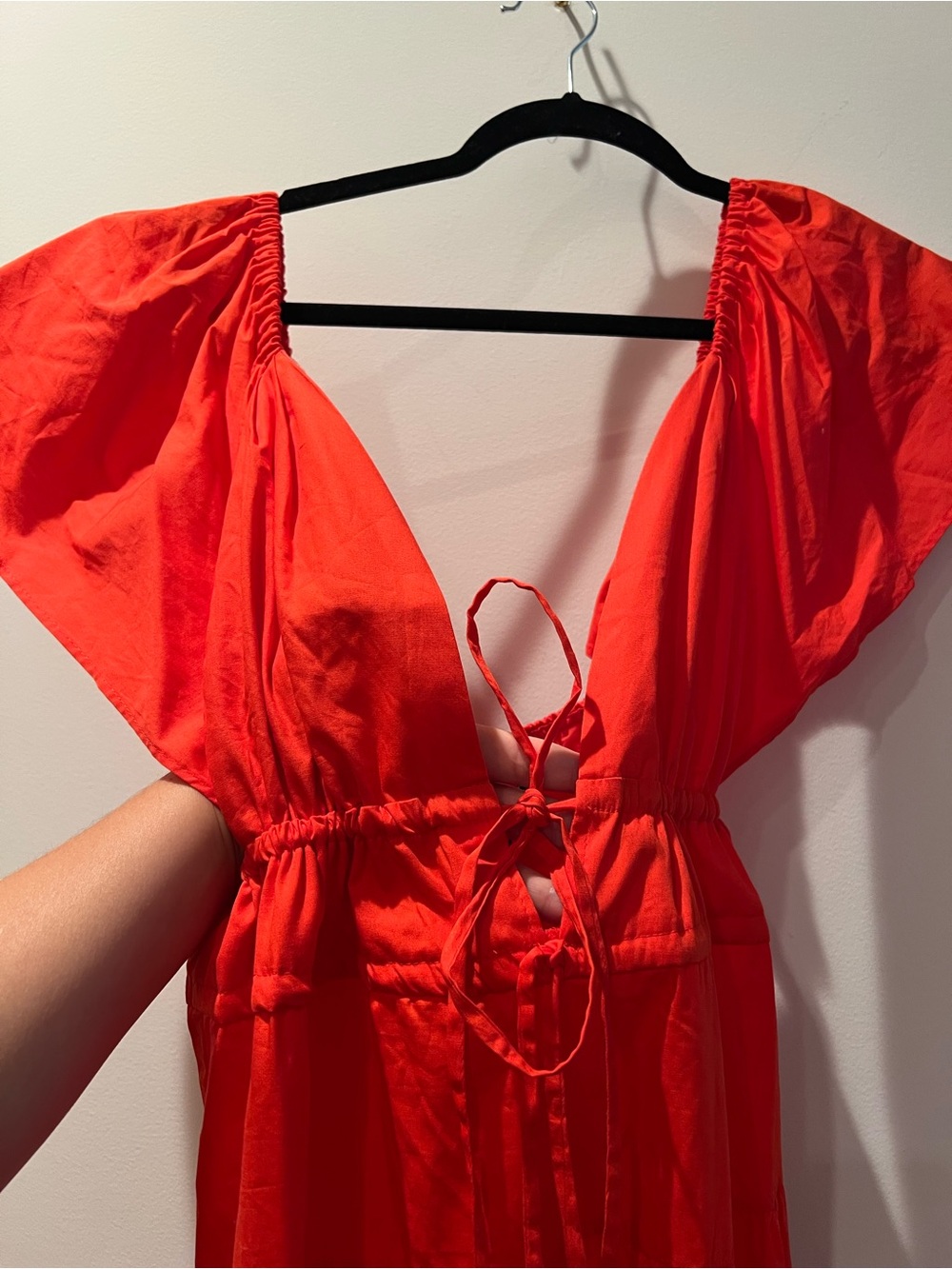 NWT Red Lulus Women’s Tiered Red Maxi Dress with Deep V-Neck - Picture 4 of 7